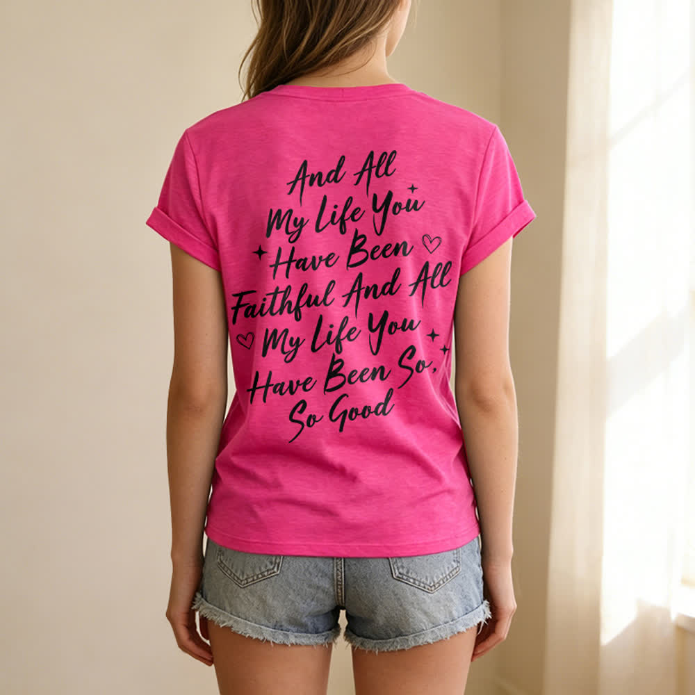 T-shirt décontracté à col en V pour femmes « Je chanterai la bonté de Dieu » de Christianartworkshop - image 58