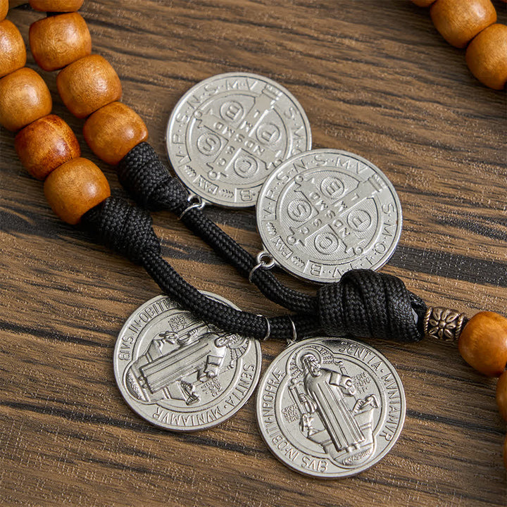 Christianartworkshop rustique traditionnel en bois, 15/05/2020, avec médaille de saint Benoît et crucifix - image 15