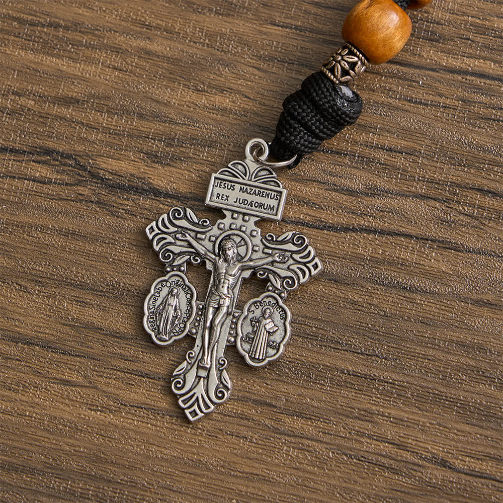 Christianartworkshop rustique traditionnel en bois, 15/05/2020, avec médaille de saint Benoît et crucifix - image 16