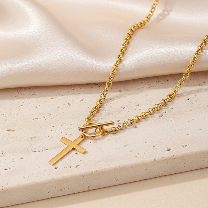 Christianartworkshop Collier croix élégant avec fermoir à bascule et chaîne rolo : un rappel de la grâce divine - image 4