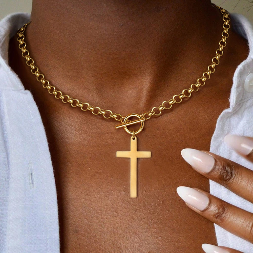 Christianartworkshop Collier croix élégant avec fermoir à bascule et chaîne rolo : un rappel de la grâce divine - image 1