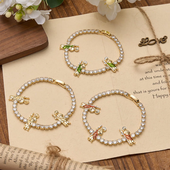 Christianartworkshop Bracelet de tennis en zircon étincelant orné de motifs de saint Jude, saint Benoît et Notre-Dame : un rappel de la grâce céleste - image 2