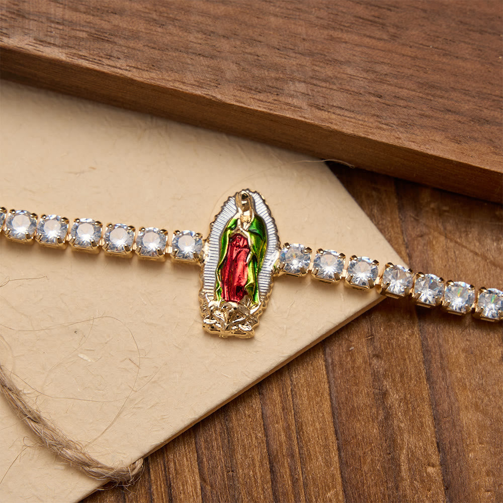 Christianartworkshop Bracelet de tennis en zircon étincelant orné de motifs de saint Jude, saint Benoît et Notre-Dame : un rappel de la grâce céleste - image 7