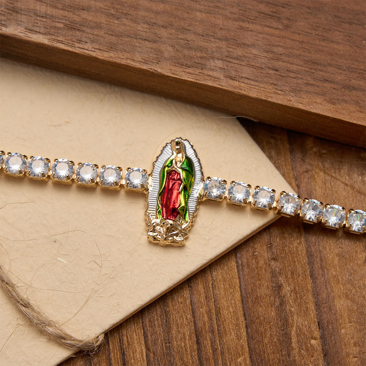 Christianartworkshop Bracelet de tennis en zircon étincelant orné de motifs de saint Jude, saint Benoît et Notre-Dame : un rappel de la grâce céleste - image 7