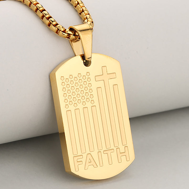 Christianartworkshop Pendentif Croix Patriotique avec Chaîne à maillons : Un rappel de la grâce divine et nationale - Doré - image 3