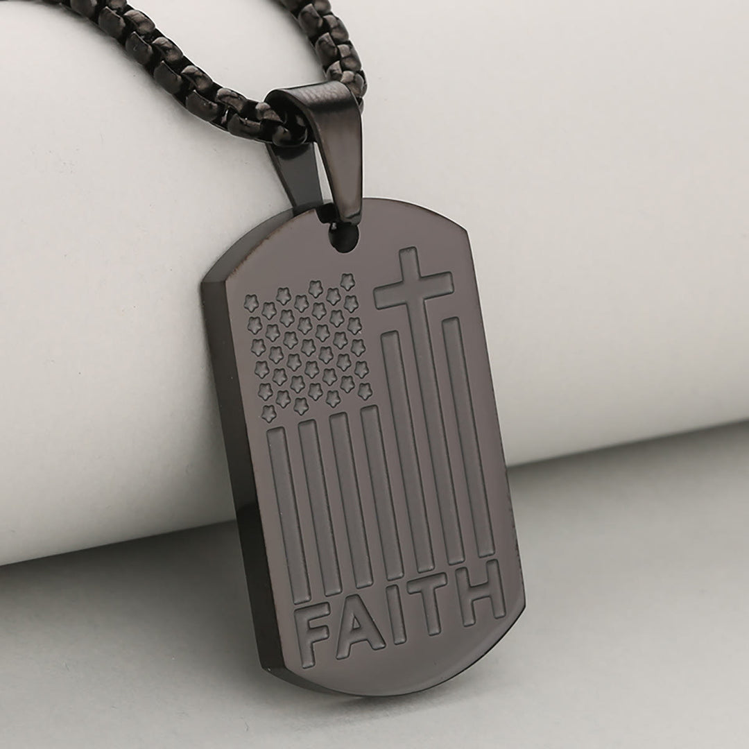 Christianartworkshop Pendentif Croix Patriotique avec Chaîne à maillons : Un rappel de la grâce divine et nationale - Noir - image 5