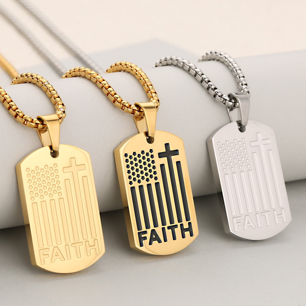 Christianartworkshop Pendentif Croix Patriotique avec Chaîne à maillons : Un rappel de la grâce divine et nationale - image 1