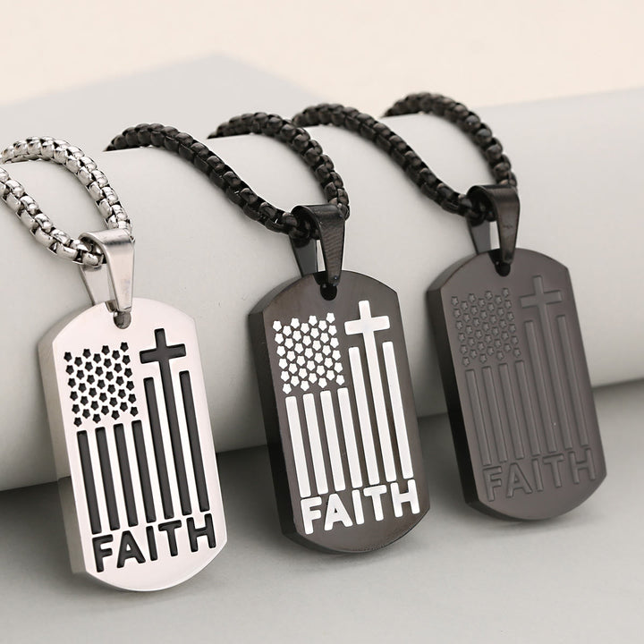 Christianartworkshop Pendentif Croix Patriotique avec Chaîne à maillons : Un rappel de la grâce divine et nationale - image 2