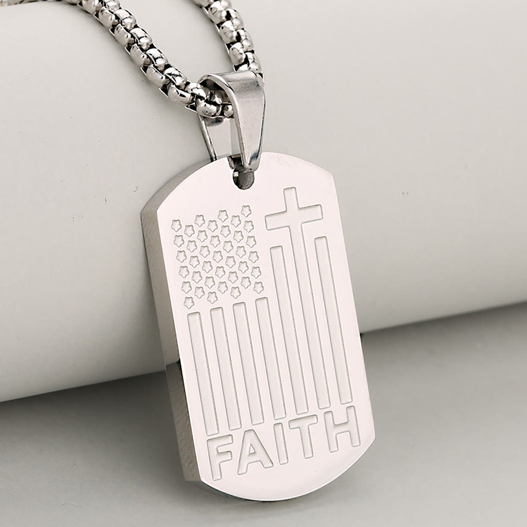 Christianartworkshop Pendentif Croix Patriotique avec Chaîne à maillons : Un rappel de la grâce divine et nationale - Argent - image 7