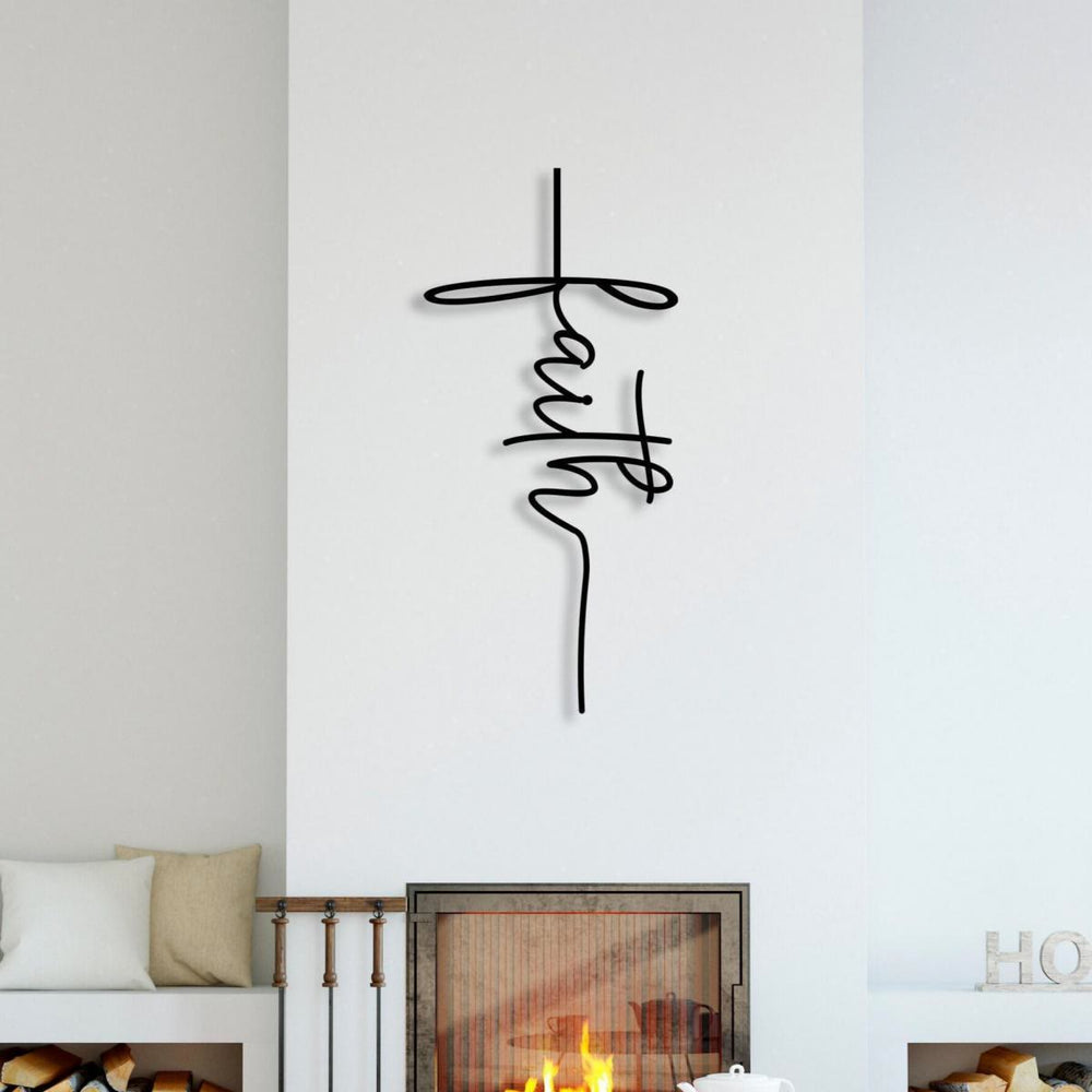 Christianartworkshop Croix murale en métal avec inscription « Foi » : une affirmation moderne de vos convictions - image 1