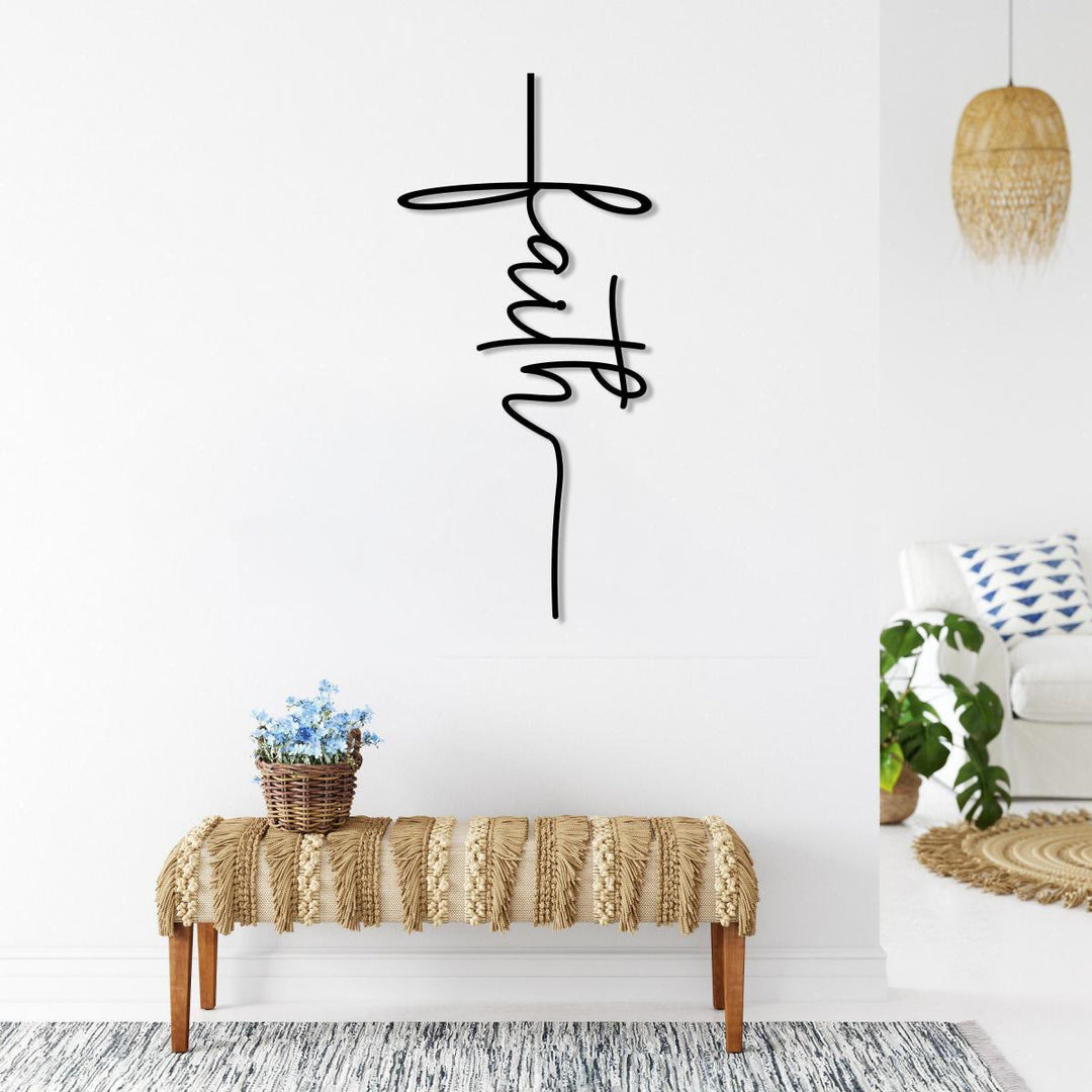 Christianartworkshop Croix murale en métal avec inscription « Foi » : une affirmation moderne de vos convictions - image 0