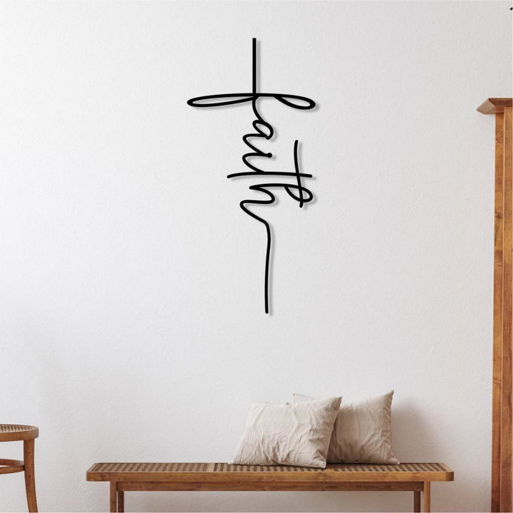 Christianartworkshop Croix murale en métal avec inscription « Foi » : une affirmation moderne de vos convictions - image 2