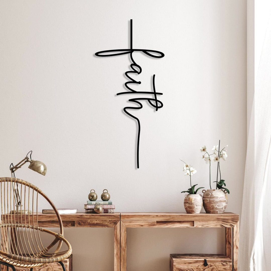 Christianartworkshop Croix murale en métal avec inscription « Foi » : une affirmation moderne de vos convictions - image 3