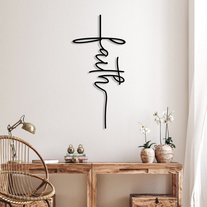 Christianartworkshop Croix murale en métal avec inscription « Foi » : une affirmation moderne de vos convictions - image 3