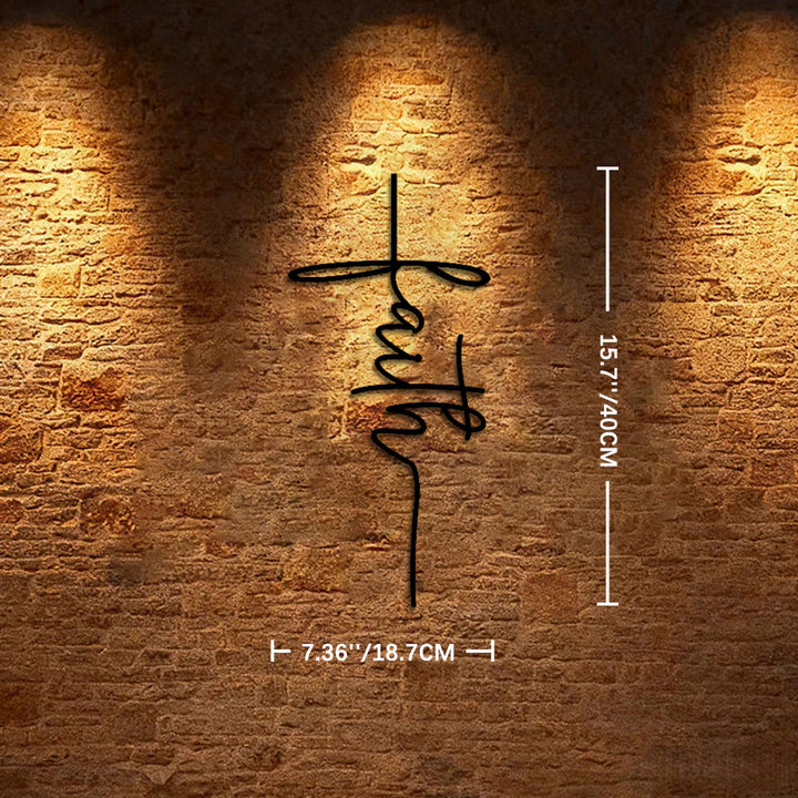 Christianartworkshop Croix murale en métal avec inscription « Foi » : une affirmation moderne de vos convictions - 15,7''*7,36''*0,04''/40cm*18,7cm*0,1cm - image 6