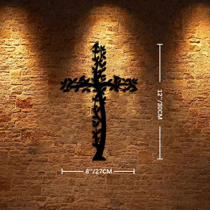 Christianartworkshop Croix murale en métal en forme d'arbre : un puissant symbole de foi vivante - 11,8''*8''*0,04''/30cm*27cm*0,1cm - image 5