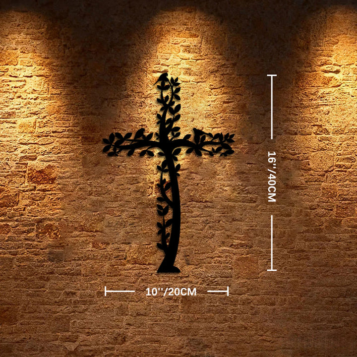 Christianartworkshop Croix murale en métal en forme d'arbre : un puissant symbole de foi vivante - 15,7''*10''*0,04''/40cm*20cm*0,1cm - image 6