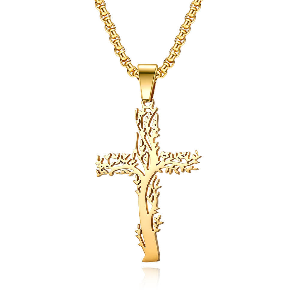 Christianartworkshop Collier pendentif croix Arbre de Vie disponible en trois finitions : un symbole de foi et de croissance - Doré - image 2