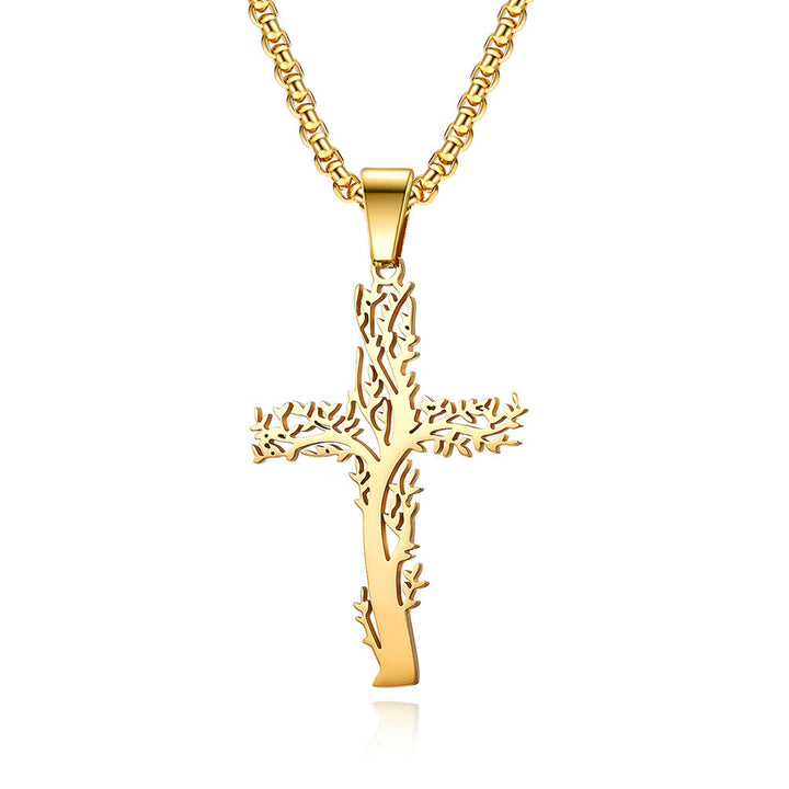 Christianartworkshop Collier pendentif croix Arbre de Vie disponible en trois finitions : un symbole de foi et de croissance - Doré - image 2
