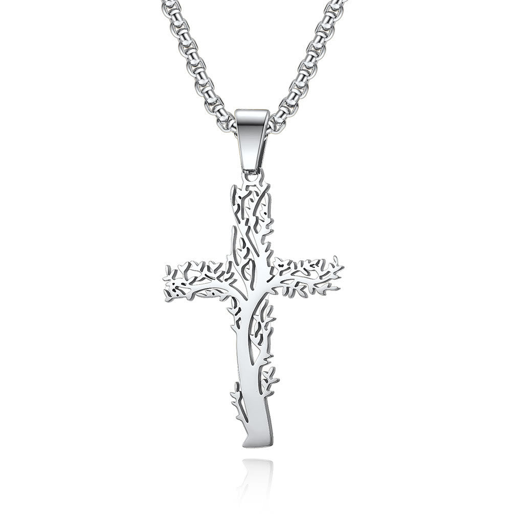 Christianartworkshop Collier pendentif croix Arbre de Vie disponible en trois finitions : un symbole de foi et de croissance - Argent - image 3