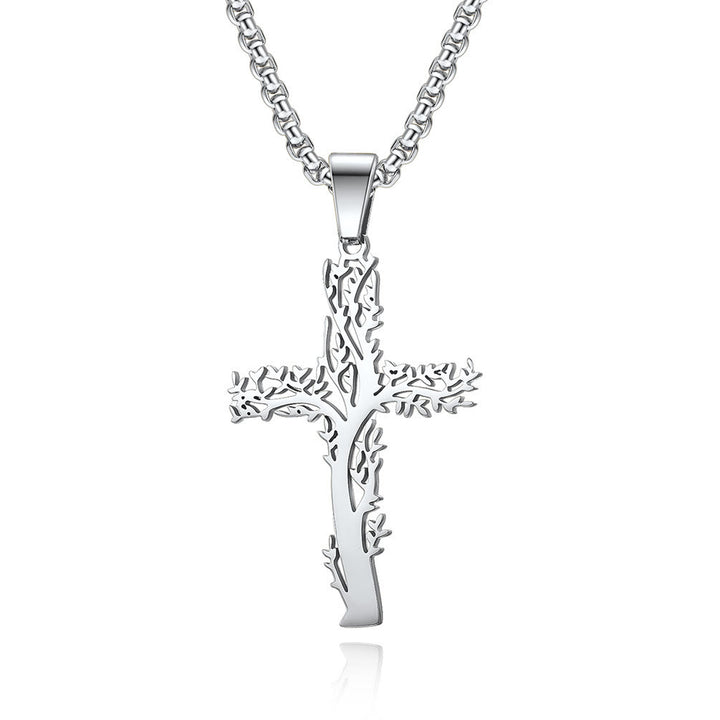 Christianartworkshop Collier pendentif croix Arbre de Vie disponible en trois finitions : un symbole de foi et de croissance - Argent - image 3