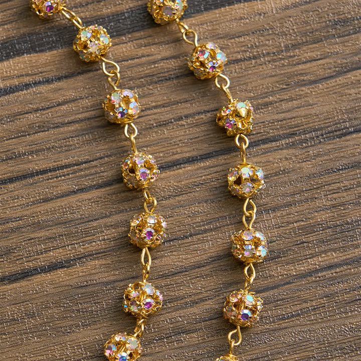 Christianartworkshop Chapelet à six tablettes en strass dorés avec Notre-Dame de Fatima - image 6