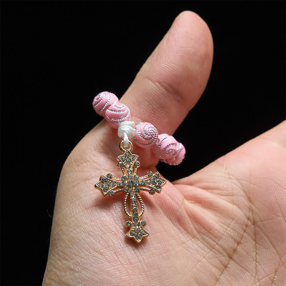 Christianartworkshop Chapelet de doigt rose scintillant : Petite dévotion avec des paillettes - image 1