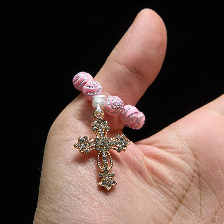 Christianartworkshop Chapelet de doigt rose scintillant : Petite dévotion avec des paillettes - image 1
