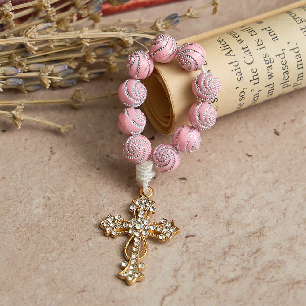 Christianartworkshop Chapelet de doigt rose scintillant : Petite dévotion avec des paillettes - image 2