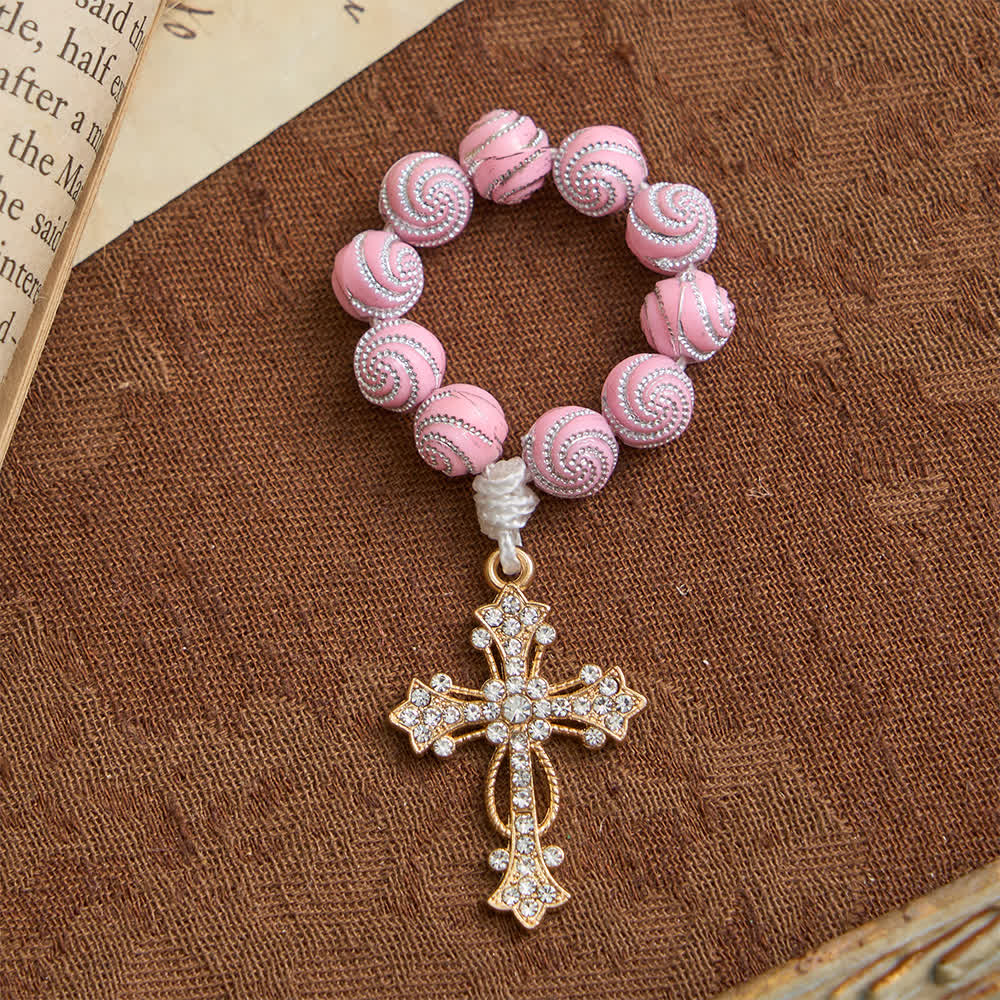 Christianartworkshop Chapelet de doigt rose scintillant : Petite dévotion avec des paillettes - image 5