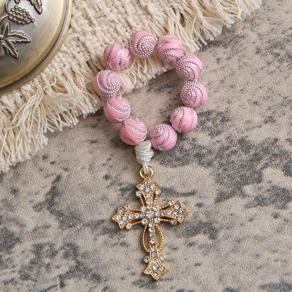 Christianartworkshop Chapelet de doigt rose scintillant : Petite dévotion avec des paillettes - image 3