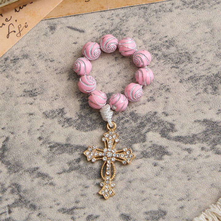 Christianartworkshop Chapelet de doigt rose scintillant : Petite dévotion avec des paillettes - image 4
