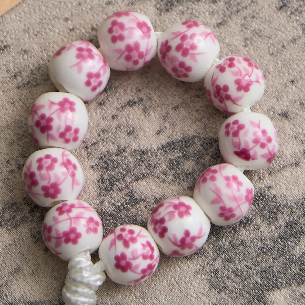 Christianartworkshop Chapelet de doigt en céramique rose à motif floral avec croix en cristal - image 6