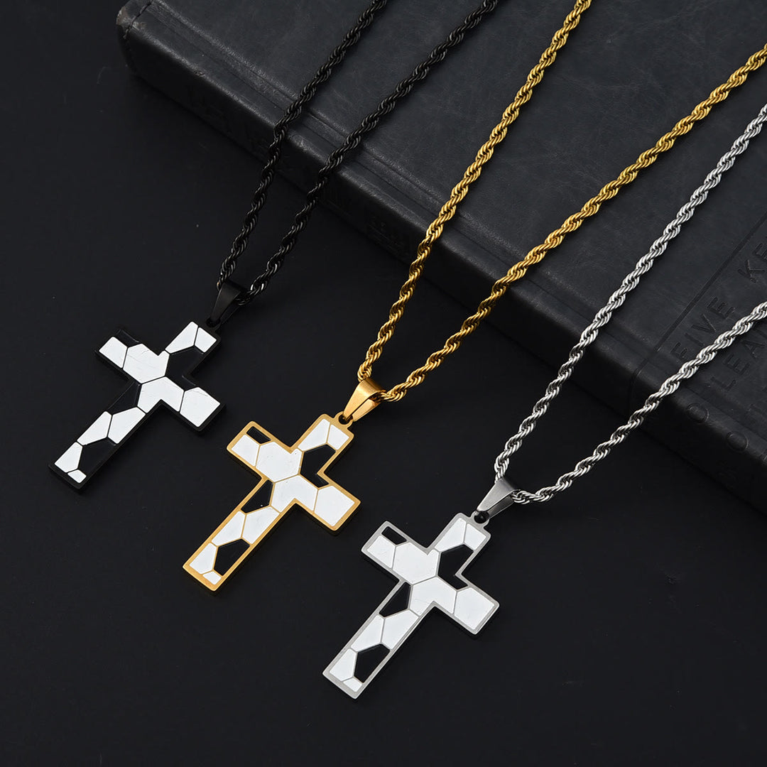 Christianartworkshop Collier Croix de football en émail avec trois finitions : un rappel de la grâce divine sur le terrain - image 0