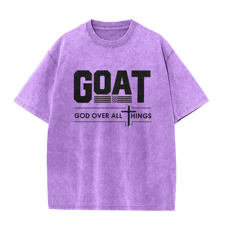 Christianartworkshop T-shirt unisexe délavé « GOAT God Over All Things Faith Statement » - Violet - 5XL - image 6