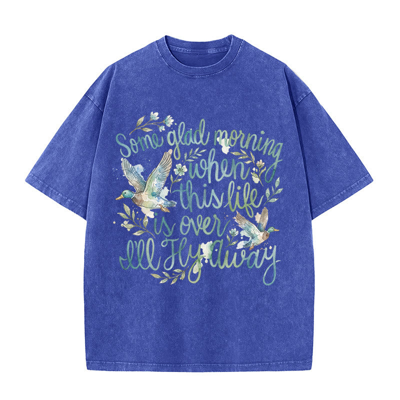 Christianartworkshop Un beau matin, quand cette vie sera finie, je m'envolerai. T-shirt à motif floral aquarelle canard. - Bleu - 5XL - image 7