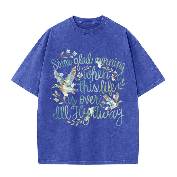 Christianartworkshop Un beau matin, quand cette vie sera finie, je m'envolerai. T-shirt à motif floral aquarelle canard. - Bleu - 5XL - image 7