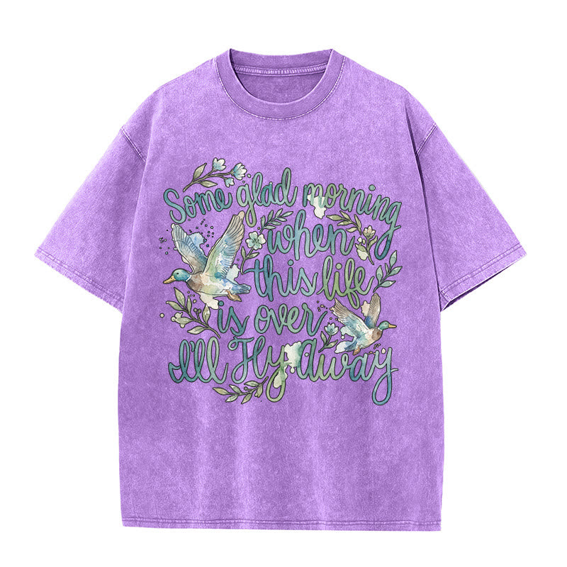 Christianartworkshop Un beau matin, quand cette vie sera finie, je m'envolerai. T-shirt à motif floral aquarelle canard. - Violet - 5XL - image 6