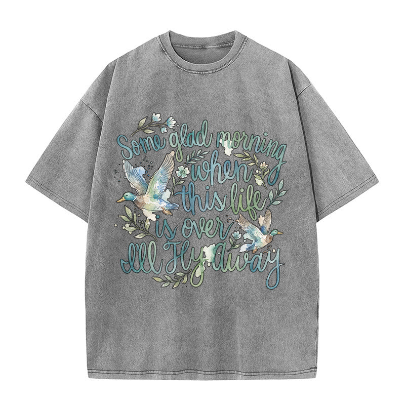 Christianartworkshop Un beau matin, quand cette vie sera finie, je m'envolerai. T-shirt à motif floral aquarelle canard. - Gris - 5XL - image 8