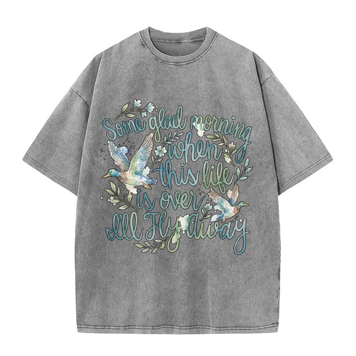Christianartworkshop Un beau matin, quand cette vie sera finie, je m'envolerai. T-shirt à motif floral aquarelle canard. - Gris - 5XL - image 8