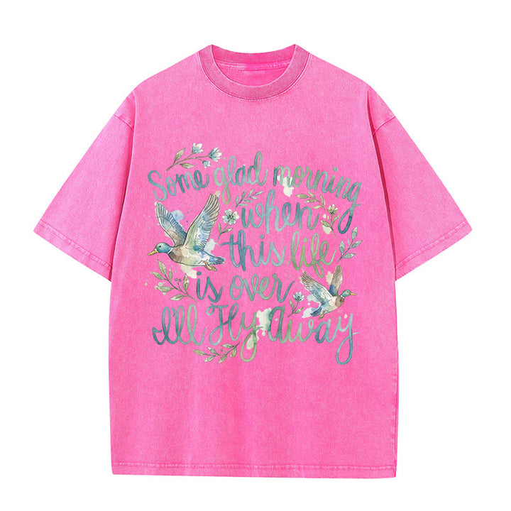 Christianartworkshop Un beau matin, quand cette vie sera finie, je m'envolerai. T-shirt à motif floral aquarelle canard. - Rose - 5XL - image 5