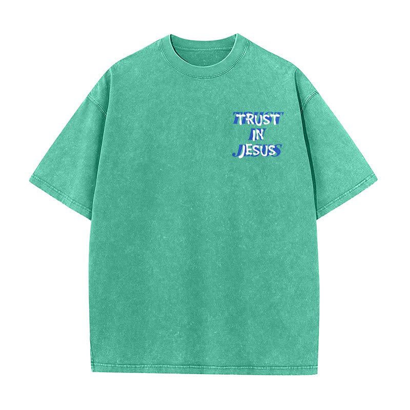 Christianartworkshop T-shirt unisexe délavé « Faites confiance à Jésus » (Psaume 37.5), imprimé recto verso. - image 11