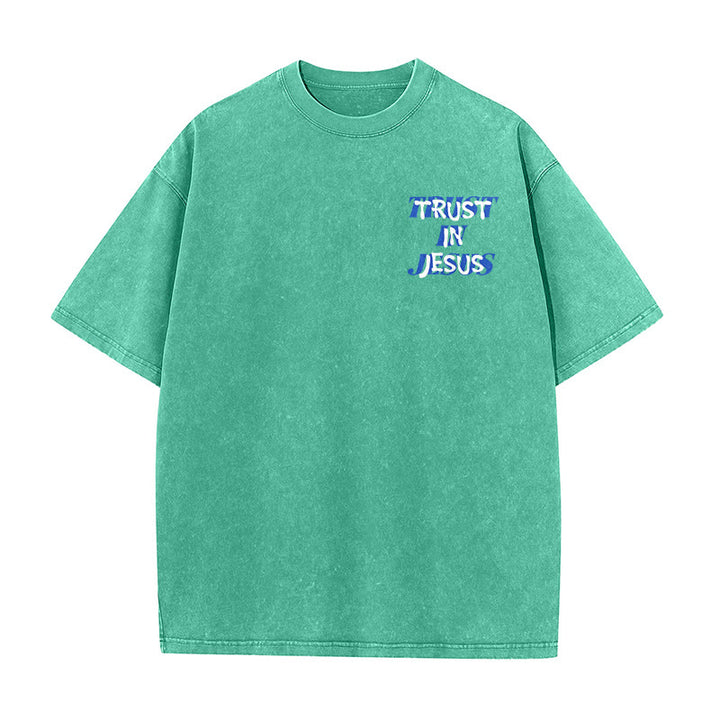 Christianartworkshop T-shirt unisexe délavé « Faites confiance à Jésus » (Psaume 37.5), imprimé recto verso. - image 11