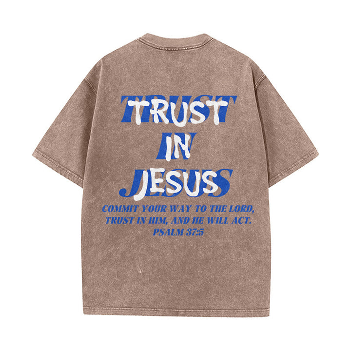 Christianartworkshop T-shirt unisexe délavé « Faites confiance à Jésus » (Psaume 37.5), imprimé recto verso. - image 13