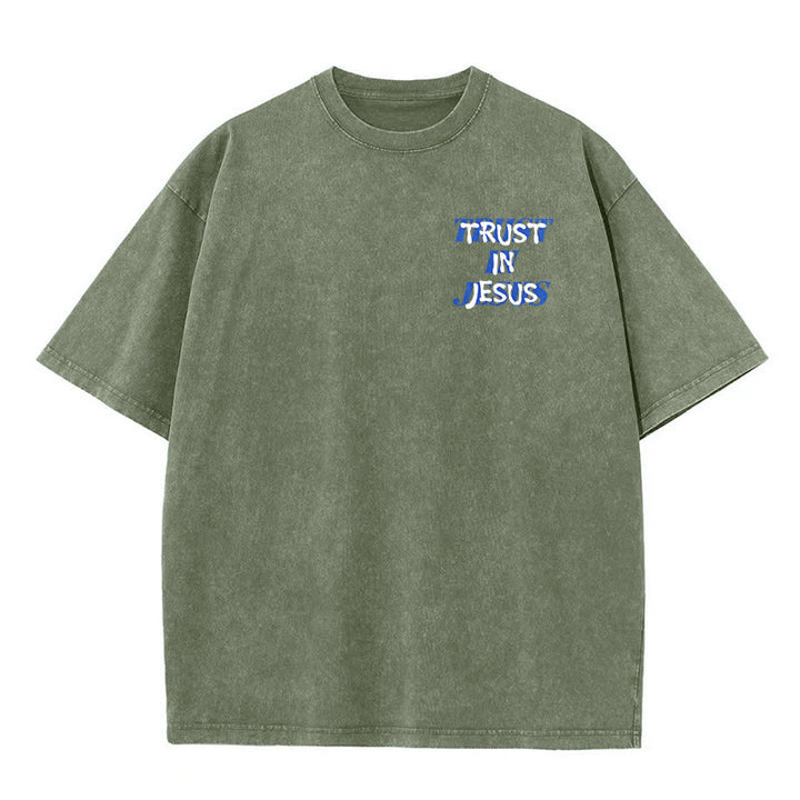Christianartworkshop T-shirt unisexe délavé « Faites confiance à Jésus » (Psaume 37.5), imprimé recto verso. - image 8