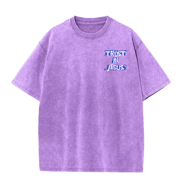 Christianartworkshop T-shirt unisexe délavé « Faites confiance à Jésus » (Psaume 37.5), imprimé recto verso. - image 20