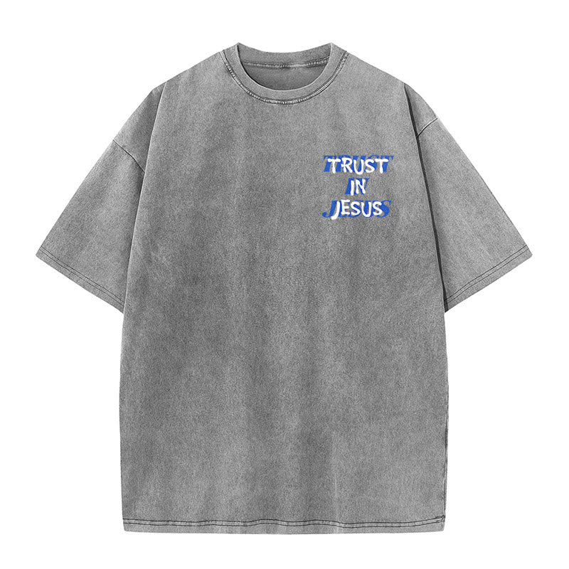Christianartworkshop T-shirt unisexe délavé « Faites confiance à Jésus » (Psaume 37.5), imprimé recto verso. - image 26
