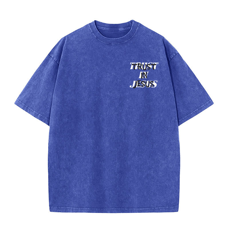 Christianartworkshop T-shirt unisexe délavé « Faites confiance à Jésus » (Psaume 37.5), imprimé recto verso. - image 23