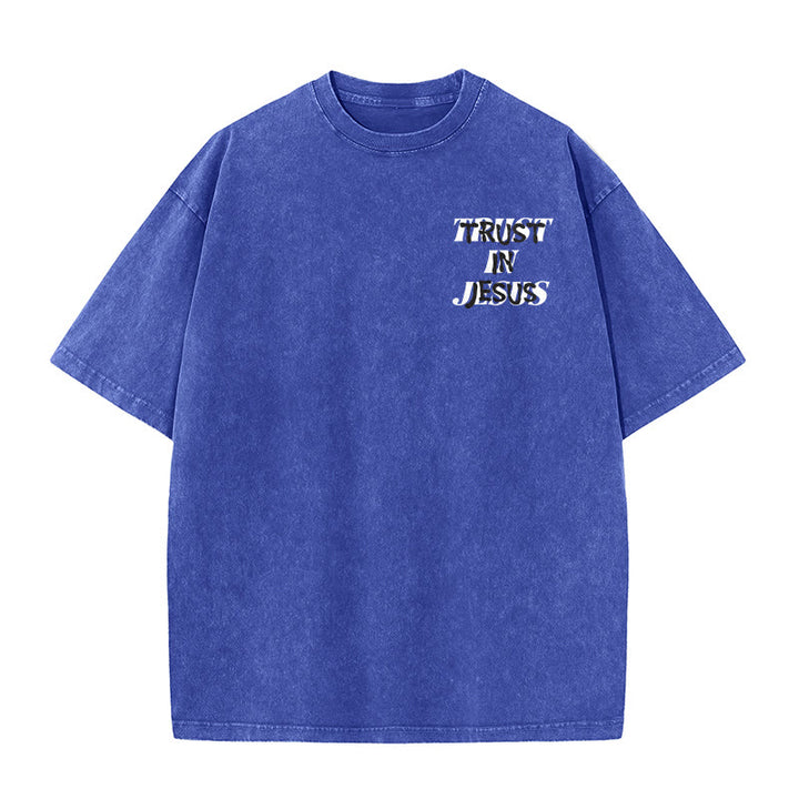 Christianartworkshop T-shirt unisexe délavé « Faites confiance à Jésus » (Psaume 37.5), imprimé recto verso. - image 23