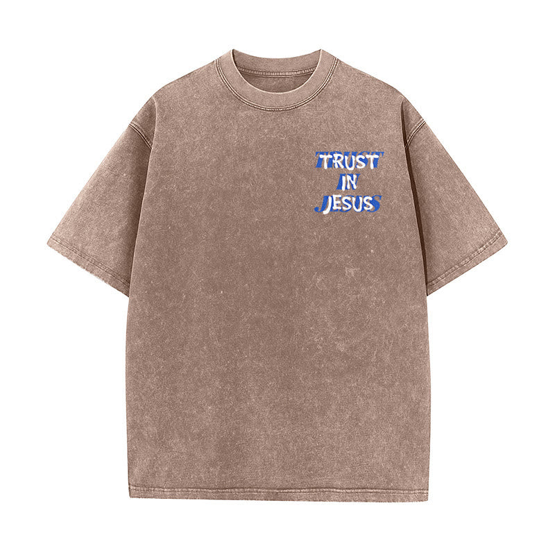 Christianartworkshop T-shirt unisexe délavé « Faites confiance à Jésus » (Psaume 37.5), imprimé recto verso. - image 14